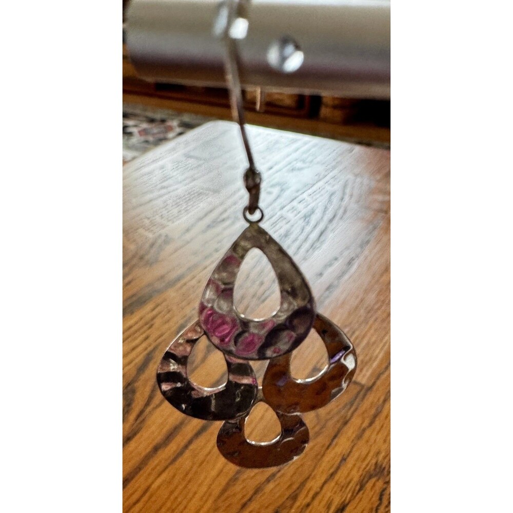 Sterling Silver ATI Mexico hammered 3 later Dangle Earrings